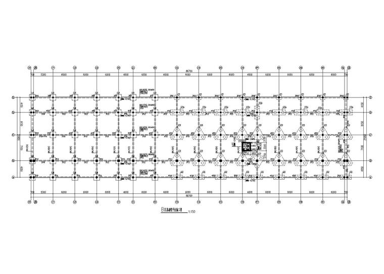 绍兴5层框架结构大看台建筑结构施工图2014-B区基础梁平法施工图