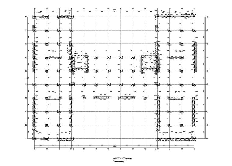 6层框架剪力墙科研楼建筑结构施工图2016-科研楼11.550~16.550墙柱结构平面布置图