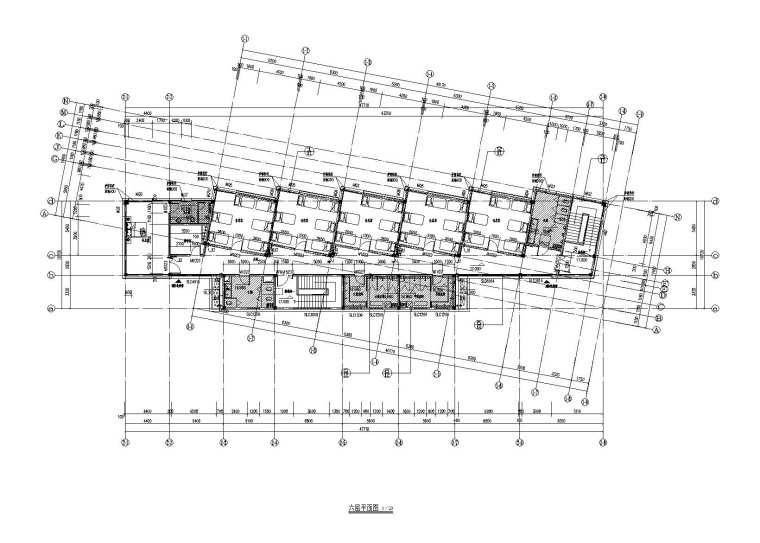 6层框架结构员工休息室建筑结构施工图-六层平面图