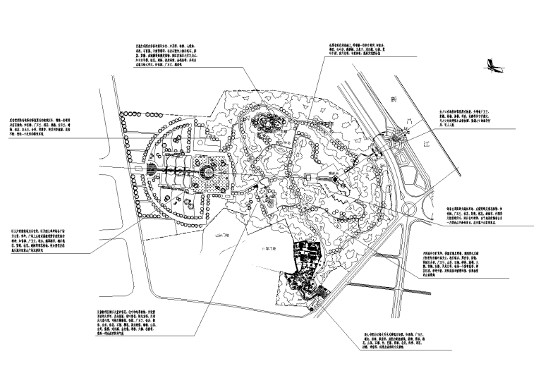 公园景观全景cad资料下载-[福建]某公园景观设计方案CAD平面图