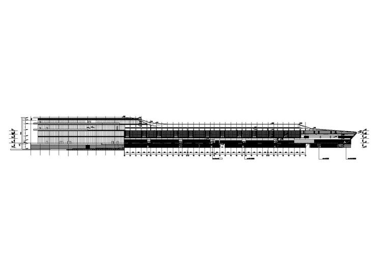 绍兴5层框架结构大看台建筑结构施工图2014-大看台建筑立面图