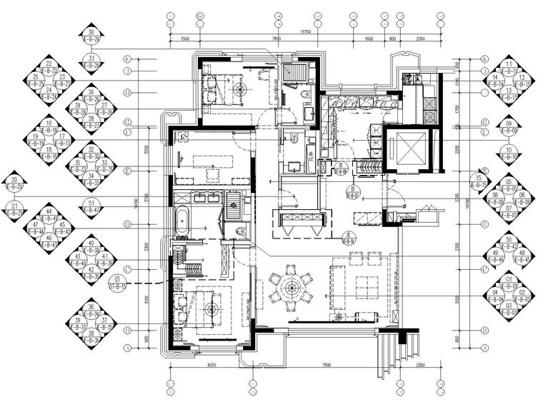 CCD-北京丰台区花乡樊家村175㎡样板间室内装修施工图+方案+效果图-6平面索引图_看图王