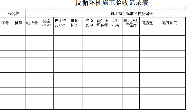 临时用水验收记录表资料下载-反循环桩施工验收记录表