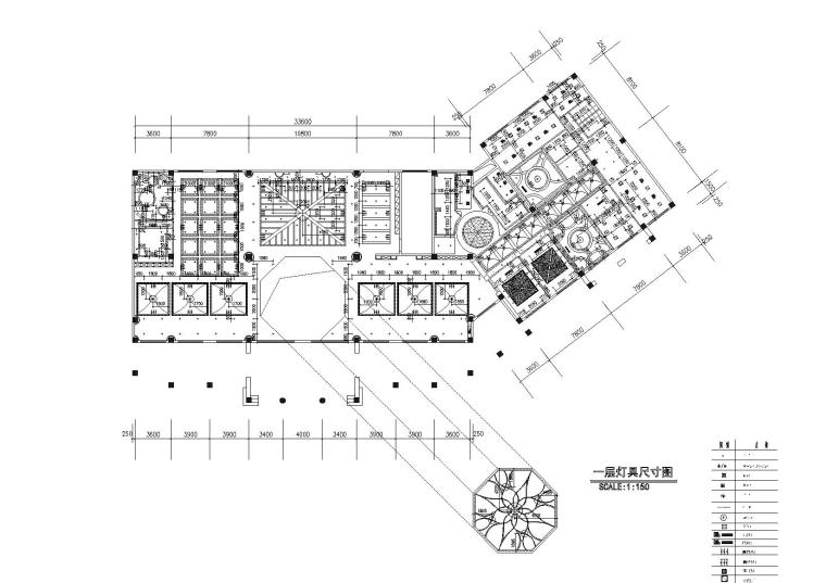 [上海]某西班牙风格售楼处室内装修施工图（含效果）-灯具尺寸图