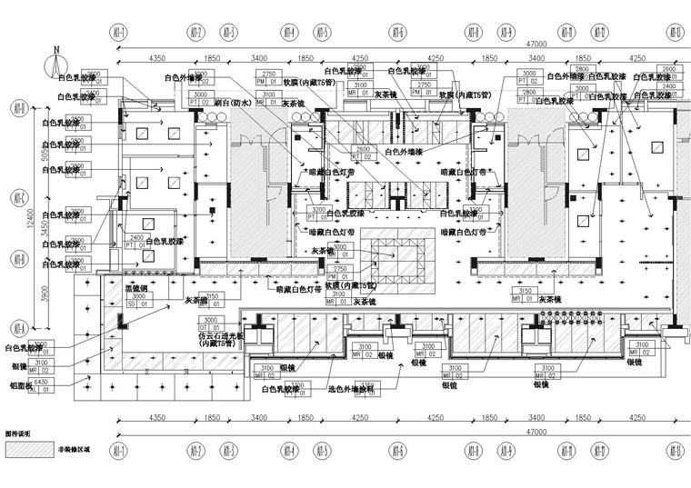 [广东]肇庆君山公馆销售中心CAD施工图+效果-天花布置图