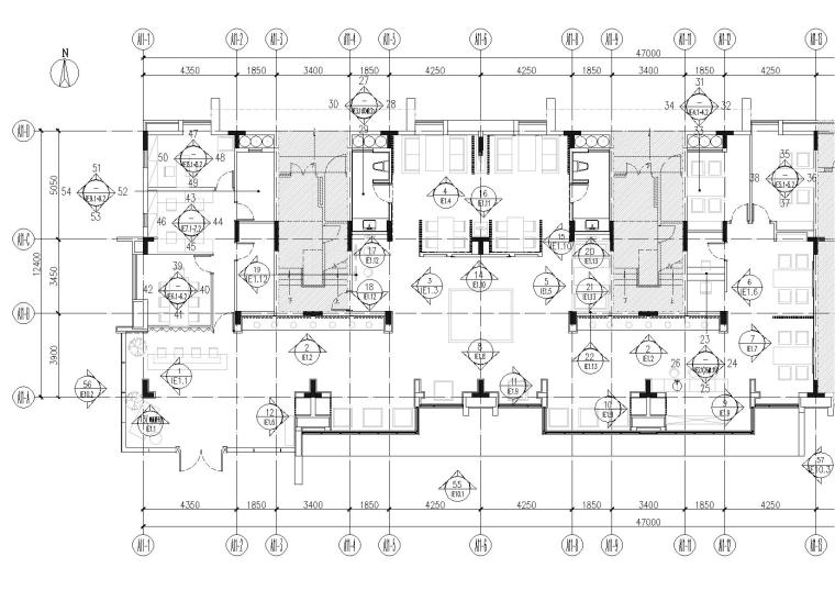 [广东]肇庆君山公馆销售中心CAD施工图+效果-立面索引图