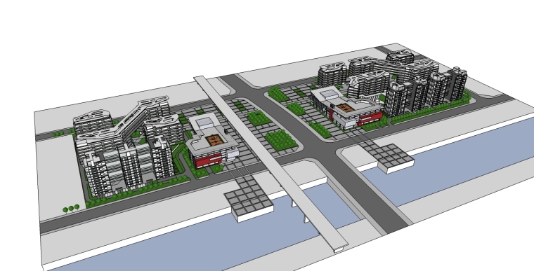 商业办公结合建筑资料下载-办公住宿综合建筑SketchUp模型下载