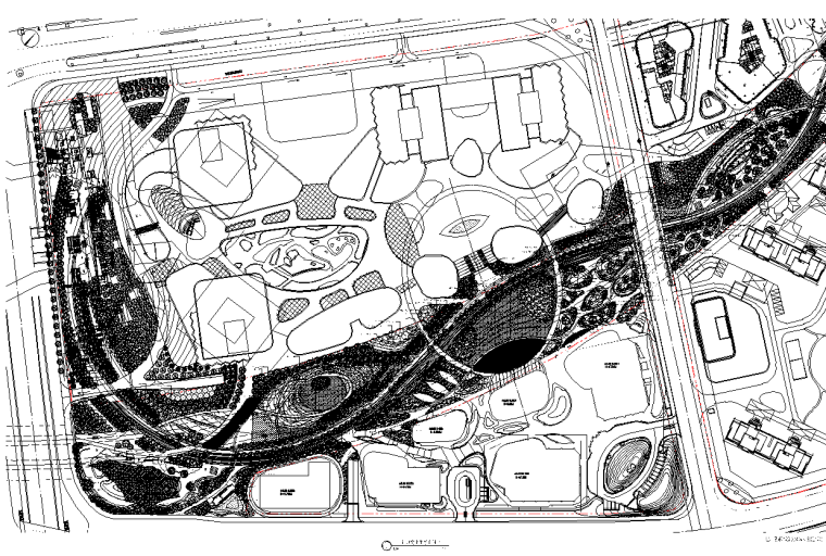 道路公园施工图资料下载-[上海]南站绿轴项目景观CAD施工图（附公园方案文本&su模型）