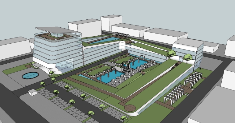 休闲办公建筑SketchUp模型下载-2