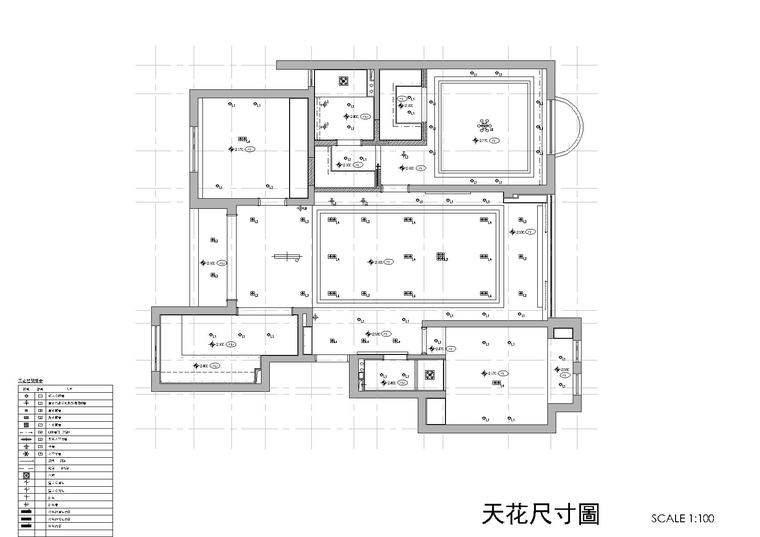 [福建]厦门子轩样板间装饰CAD施工图+效果图-天花尺寸图