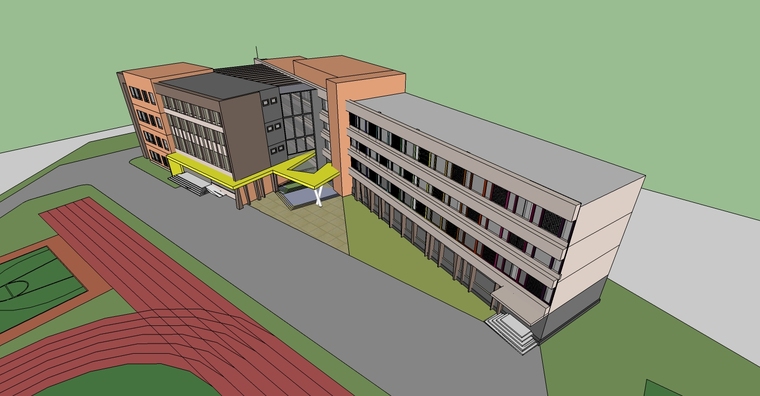 学校中式建筑模型资料下载-学校建筑SketchUp模型下载