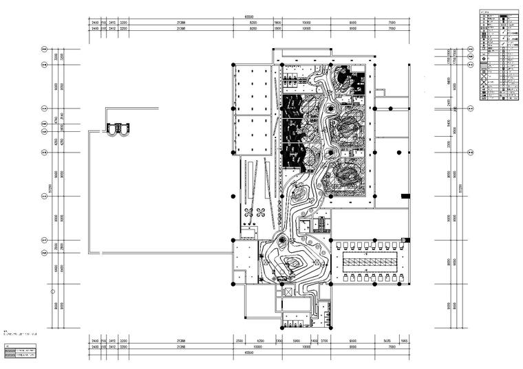 [贵州]贵阳新世界碧潭园会所施工图+实景图-地下层天花灯具与地面物件对应关系平面图