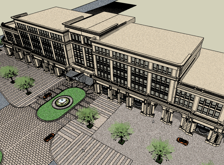古典风格酒店大堂资料下载-新古典风格酒店建筑模型设计