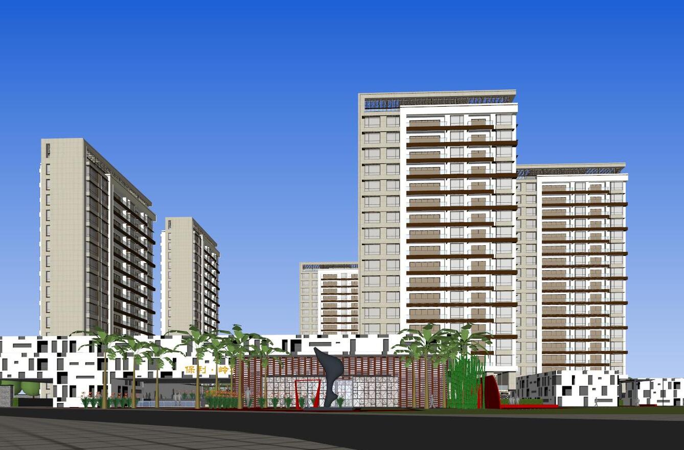 关键词 新亚洲风格su模型珠海保利建筑模型设计住宅