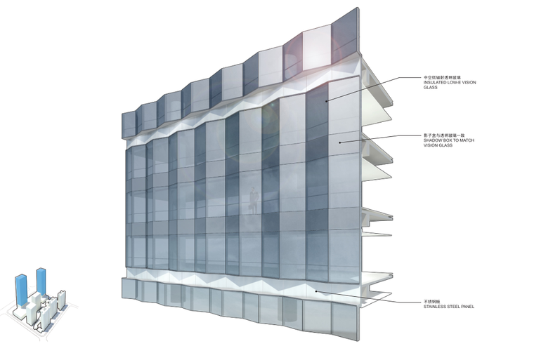 [广东]禅城绿地中心塔楼办公建筑方案文本（PDF+60页）-典型外墙系统