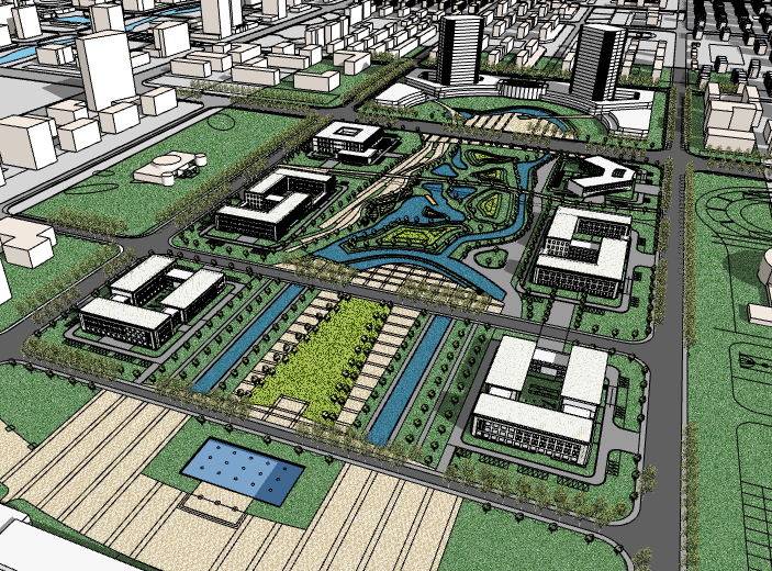 建筑总图绘制标准资料下载-新疆总图城市建筑模型设计