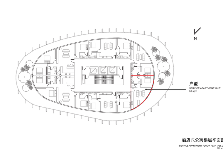 [江苏]证大现代风格商业办公建筑方案文本（PDF+65页）-酒店式公寓楼层平面图