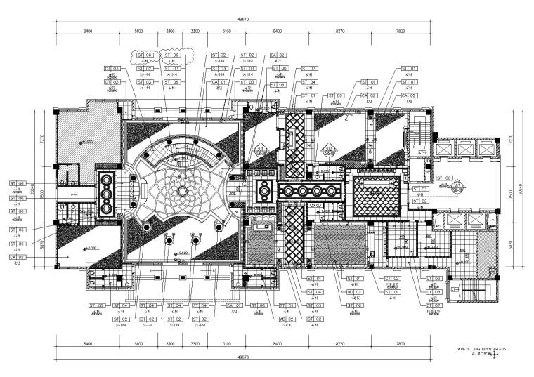 [浙江]温岭九龙国际大饭店施工图+效果图-地面铺装图