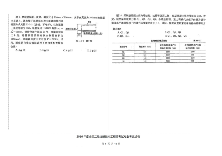 2016年度全国二级注册结构工程师考试专业考试空白卷-16年二注结构真题5