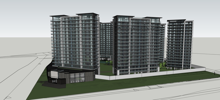 [浙江]杭州知名地产大家侯潮府现代高层豪宅建筑模型设计