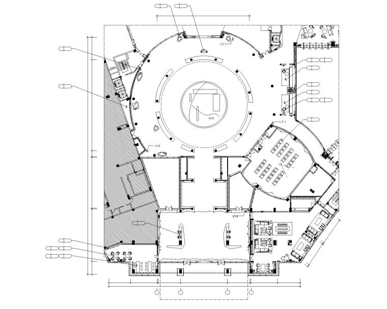 [天津]于强设计-天津知名地产星耀五洲售楼处CAD全套施工图+效果图方案+官方摄影-2接待前厅及沙盘区平面图