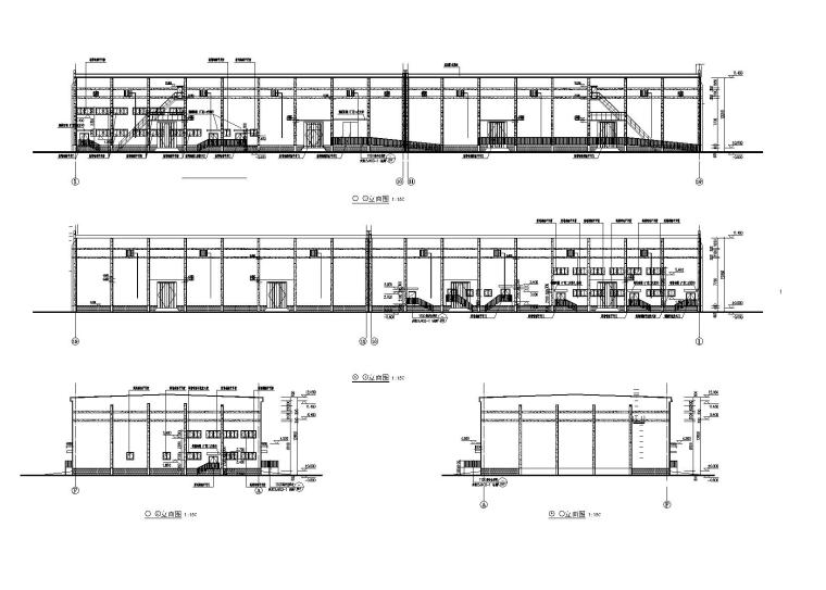 钢混框架结构平房仓改加工车间全套施工图（2018）-车间建筑立面图