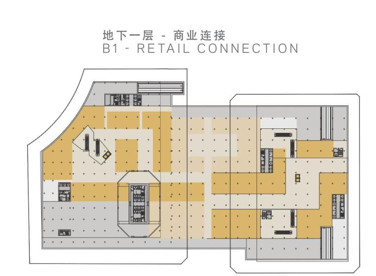 [吉林]现代风格商业办公建筑方案文本（PDF+121页）-地下一层 - 商业连接