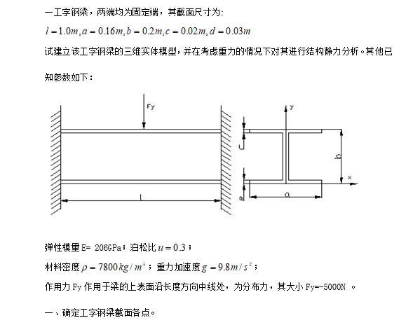 ansys地下连续墙吊装资料下载-ANSYS--工字钢梁结构静力分析