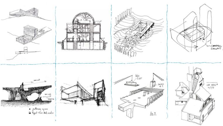 图书馆建筑手绘资料下载-100张 · 建筑大师的手稿草图