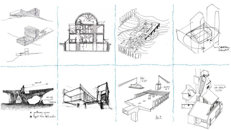 世界葡萄博览资料下载-100张 · 建筑大师的手稿草图