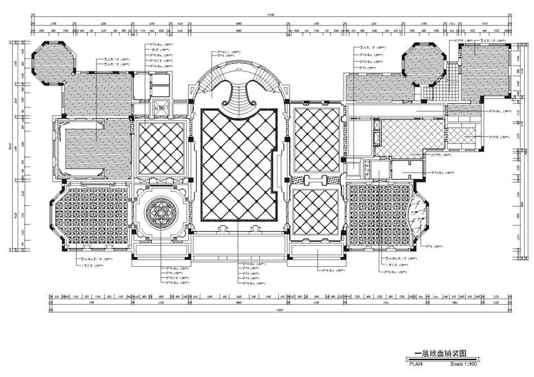 [重庆]永川26号楼会所装饰施工图+效果图-地面铺装图