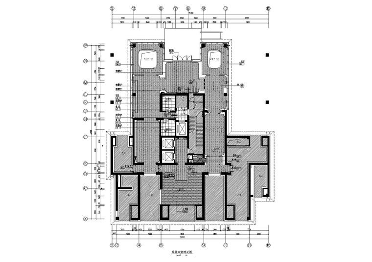 [郑州]梁建国-郑州建业天筑大堂+交楼标准样板丨施工图+材料表+官方摄影-首层大堂地花图