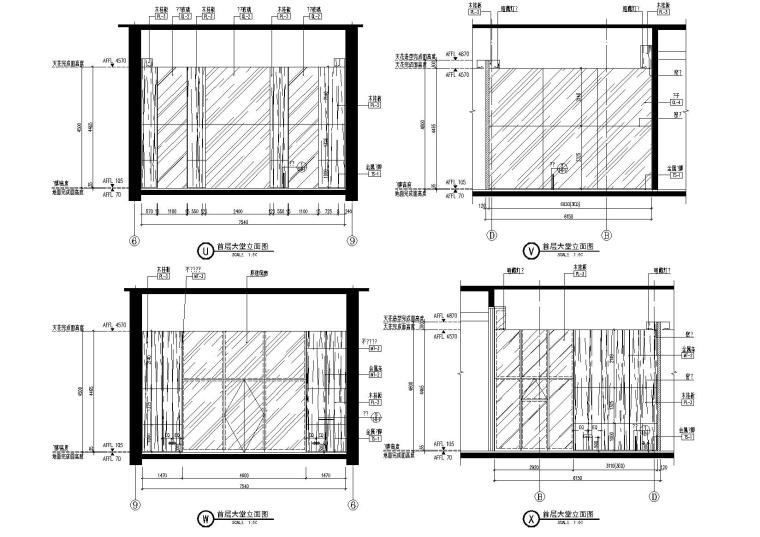 [郑州]梁建国-郑州建业天筑大堂+交楼标准样板丨施工图+材料表+官方摄影-首层大堂立面图（3）