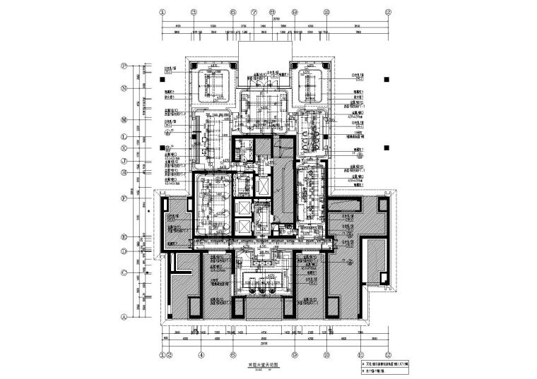 [郑州]梁建国-郑州建业天筑大堂+交楼标准样板丨施工图+材料表+官方摄影-首层大堂天花图