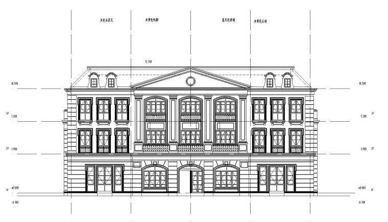 [山东]现代风格海尔企业办公楼建筑初步施工图设计（CAD）-立面图一