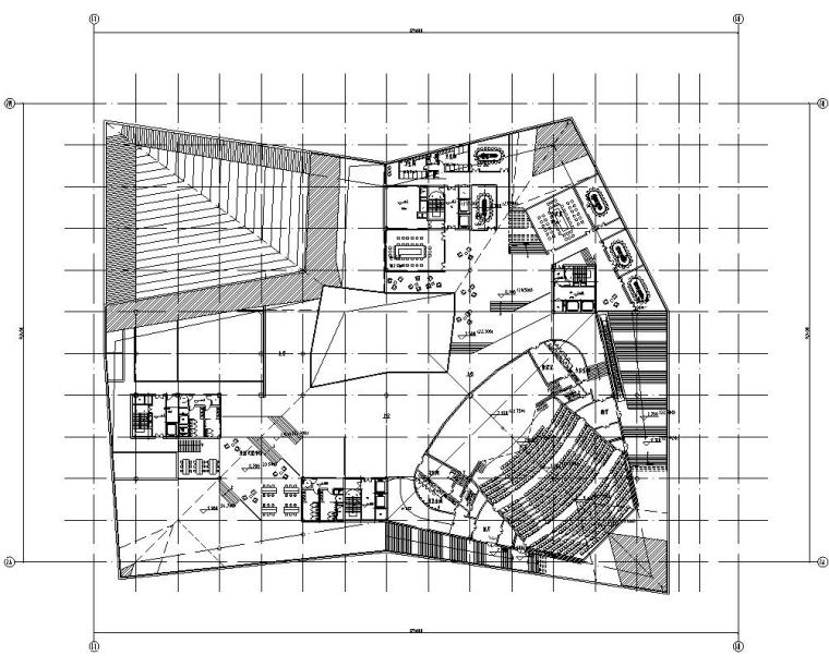 [山东]现代风格海尔企业办公楼建筑初步施工图设计（CAD）-三层平面图