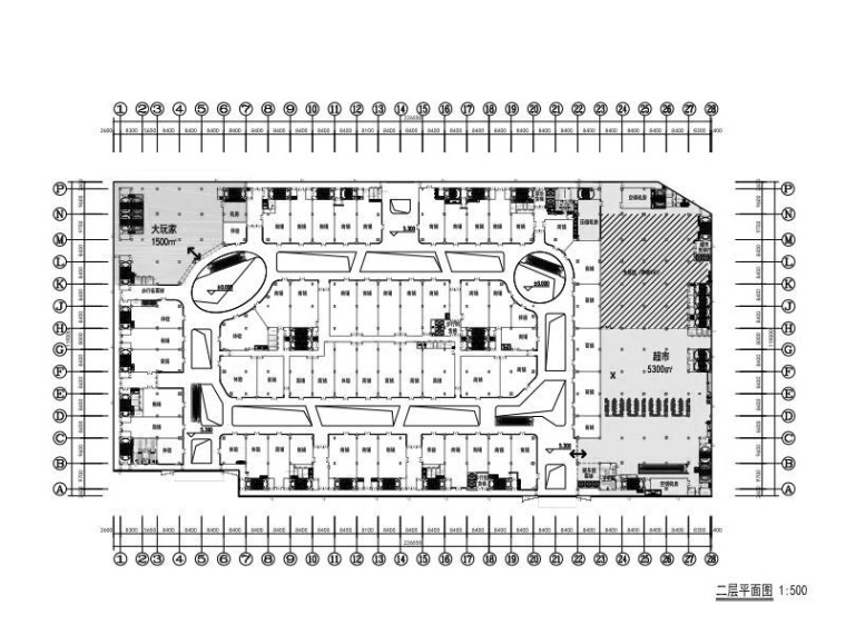 钢混框架结构商业广场初步设计施工图2016-二层平面图