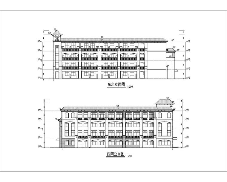 [惠州]30班小学建筑方案文本（CAD+JPG）-立面图一