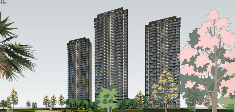 2019现代住宅建筑资料下载-[江苏]苏州科技城现代风格高层住宅建筑模型设计