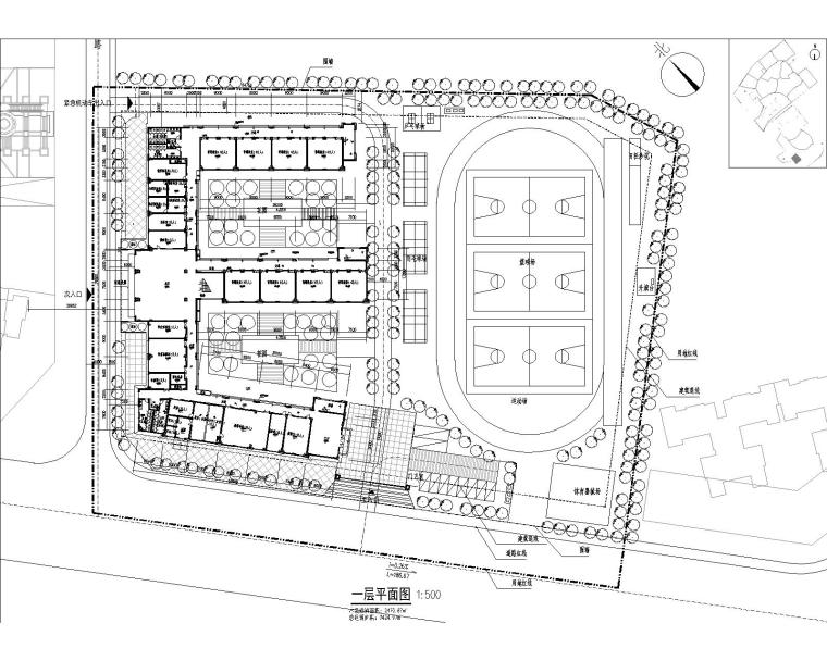 [惠州]30班小学建筑方案文本（CAD+JPG）-一层平面图