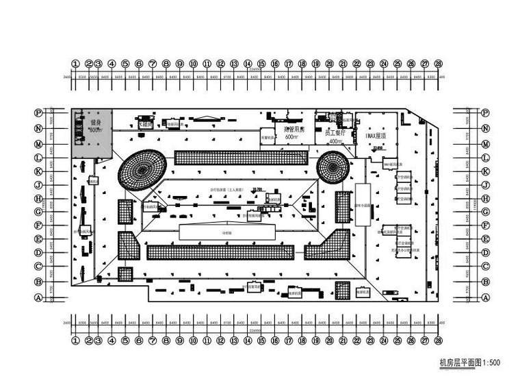 钢混框架结构商业广场初步设计施工图2016-机房层平面图