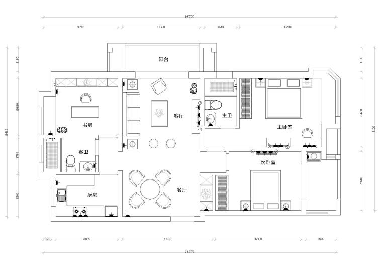 [江苏]徐州盛世孔雀城A户型样板房CAD施工图-插座布置图