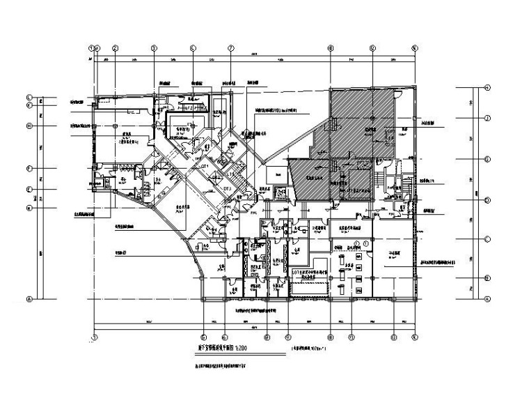 [上海]钢框架饭店扩初图（建筑结构）2014-地下室修缮建筑平面图