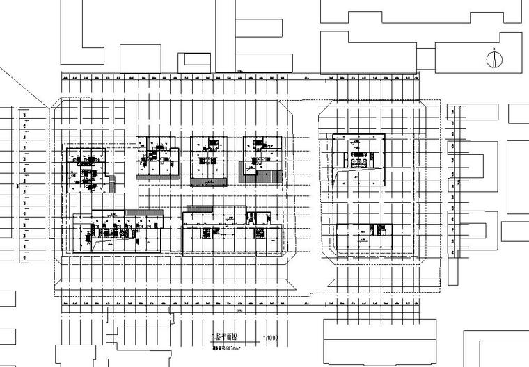 [广东]立润现代风格富达商业广场建筑施工图设计（CAD）-二层平面图