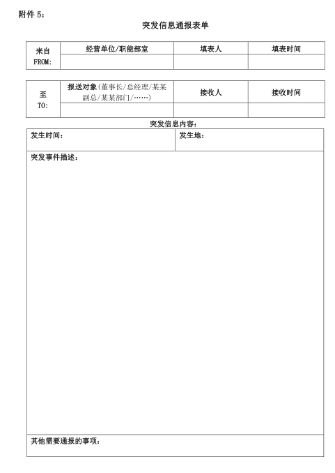 知名地产集团安全质量事故应急预案(多图表)-突发信息通报