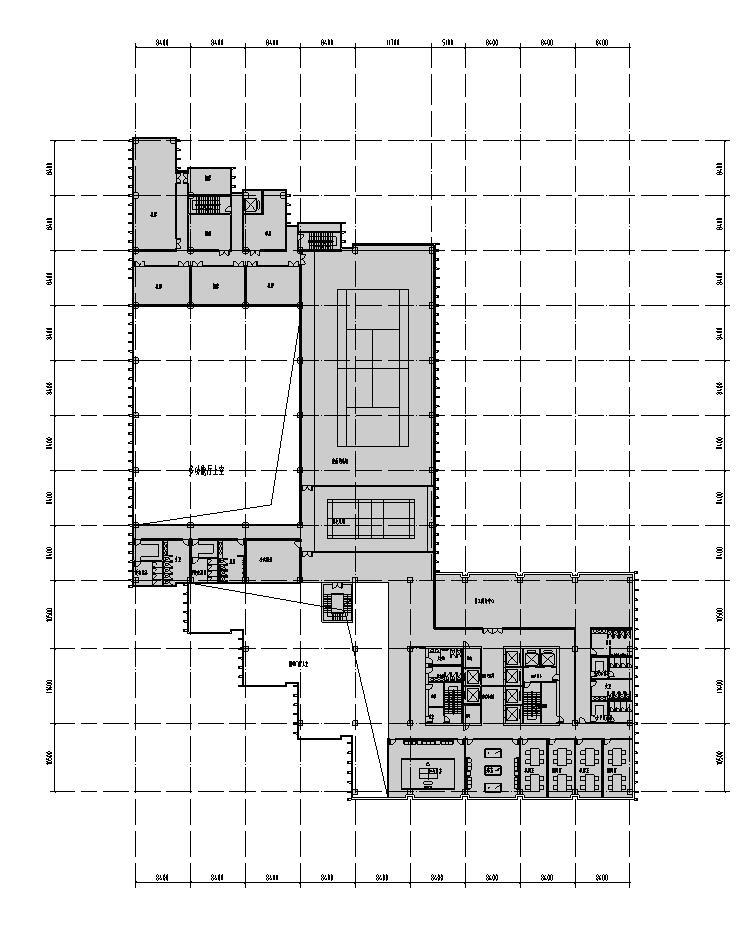 [江西]现代风格企业办公楼建筑施工图设计（CAD）-三层平面图