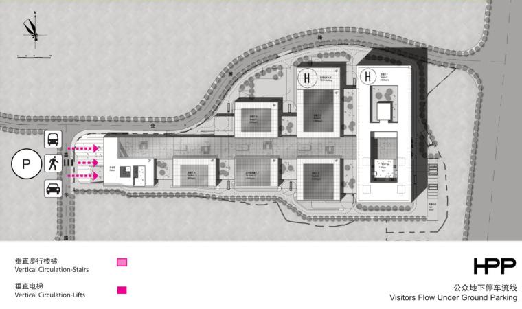 [湖南]现代风格商业办公建筑概念设计文本（PDF+80页）-公众地下停车流线