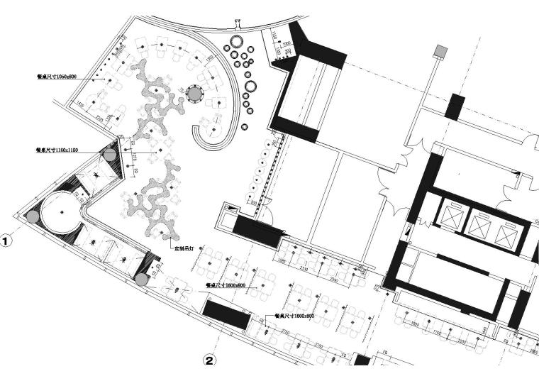 [北京]鼎悦坊火锅餐厅CAD室内施工图+效果图-灯具定位图