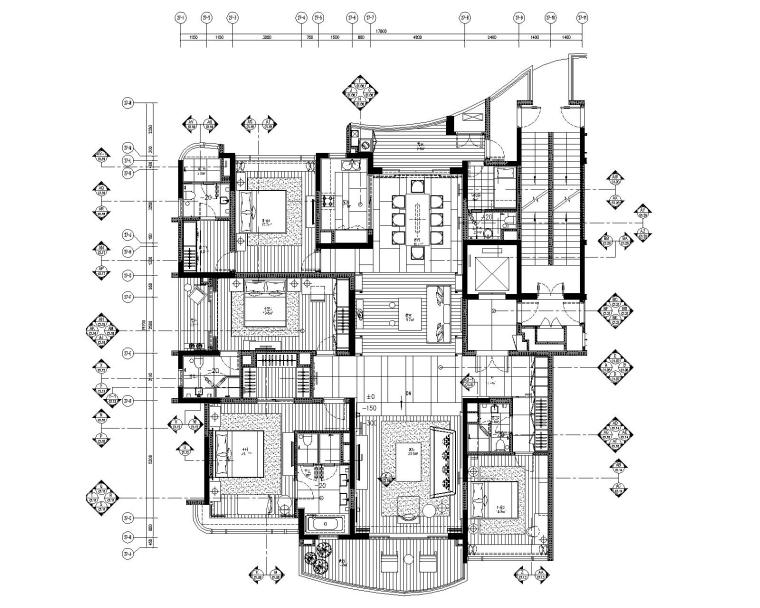 古建筑风格室内装修资料下载-[广东]LTW--广州雅居乐样板间C1户型室内装修施工图（现代风格四居室）