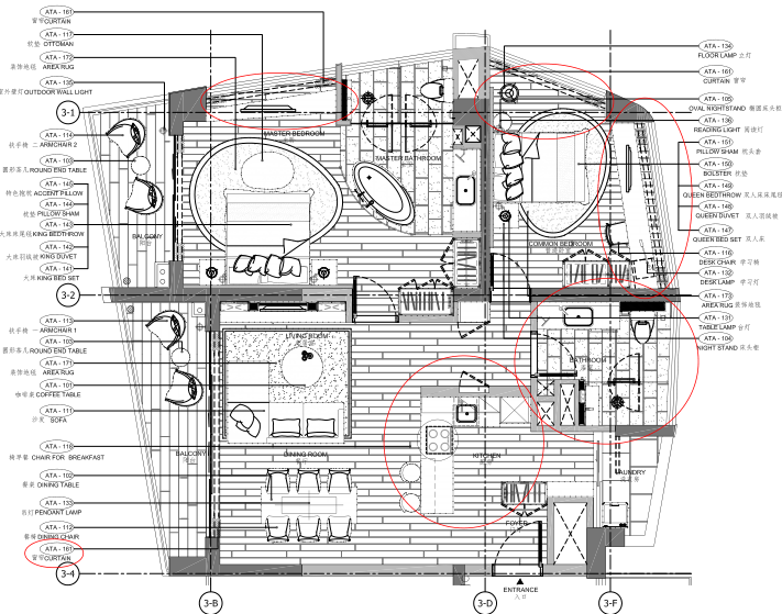 某5层商业大厦消防施工图资料下载-[海南]海南三亚山海天公寓二期5套样板房深化施工图+效果图+物料表